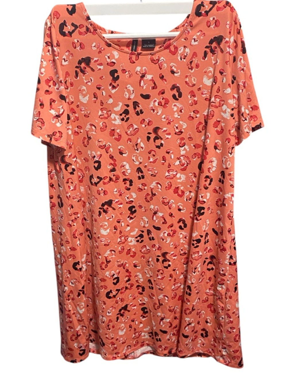 new directions Peach & Black Abstract Animal Print Top